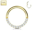 thumbnail image 4 of 14 Karat Gold Septum Clicker Hinged Hoop Ring 16 Gauge CZ Half Circle, 4 of 4