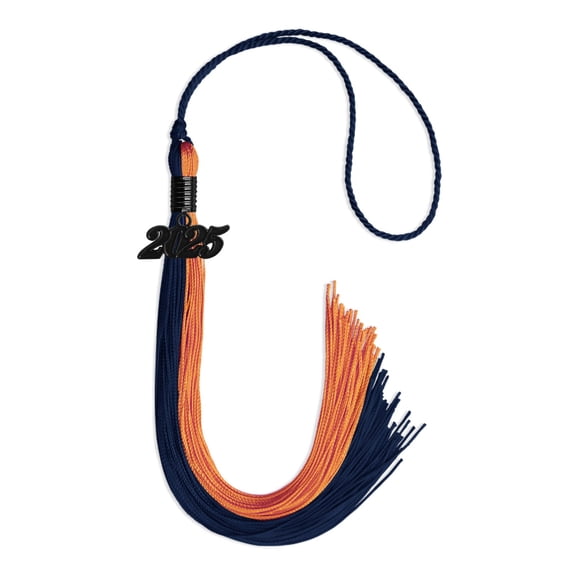 Endea Graduation Navy Blue/Orange Graduation Tassel with Black Date Drop