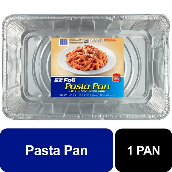 EZ Foil Extra Large Disposable Pasta Pan, Full Size Steam Table Foil Pan, 19.5 x 11.5 x 3.5 in., 1 Count