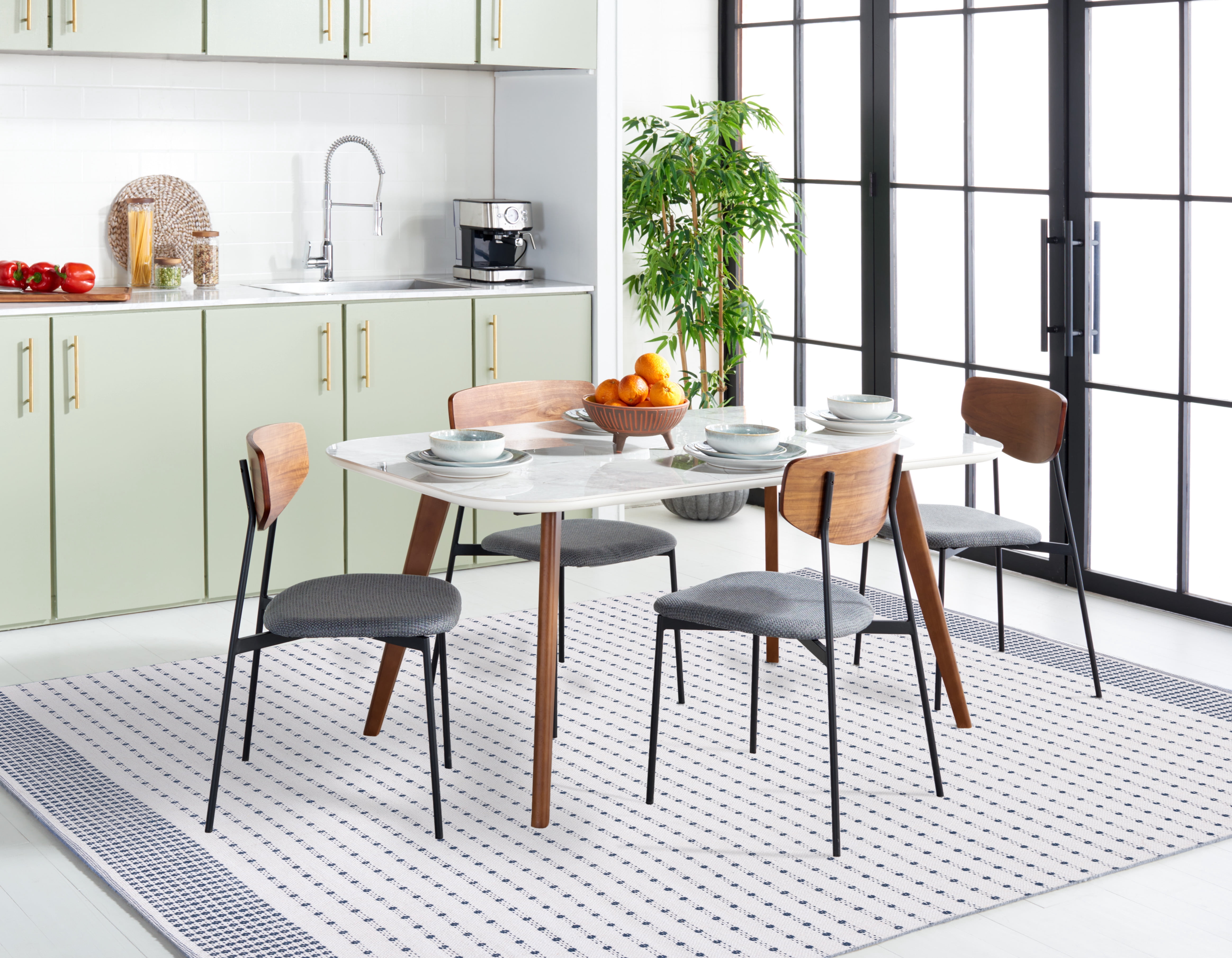 SAFAVIEH Montauk Nuala Abstract Dots Cotton Area Rug, Navy/Ivory, 6' x 6' Square