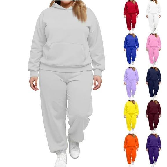 Women's Plus Size Two Piece Outfits Sweatsuits Sets Long Sleeve Loungewear Tracksuit Sets Royal Blue XXXL