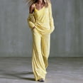 thumbnail image 2 of vdgthytj 2 Piece Sets for Women Striped Long Sleeve off Shoulder Tops Wide Leg Pants Fall Casual Loungewear Outfits(X-Small,Yellow), 2 of 6