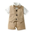 thumbnail image 2 of XAOWF Child Toddlers Boys Gentleman 3 Pieces Set Short Sleeve Shirt Solid Color Vest Coat Shorts Formal Fashion Outfits 6 Months-7 Years Trendy Relaxed Fit Outfit, 2 of 7