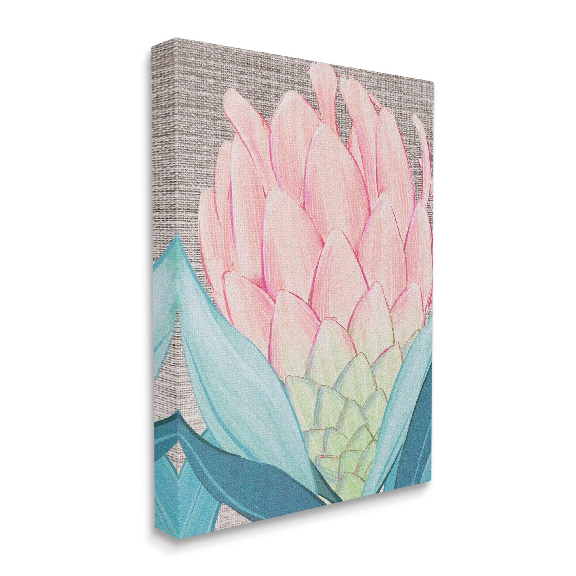 Stupell Industries Hatched Pattern Dahlia Bud Pink Spring Blooms Canvas Wall Art, 24 x 30, Design by Ziwei Li