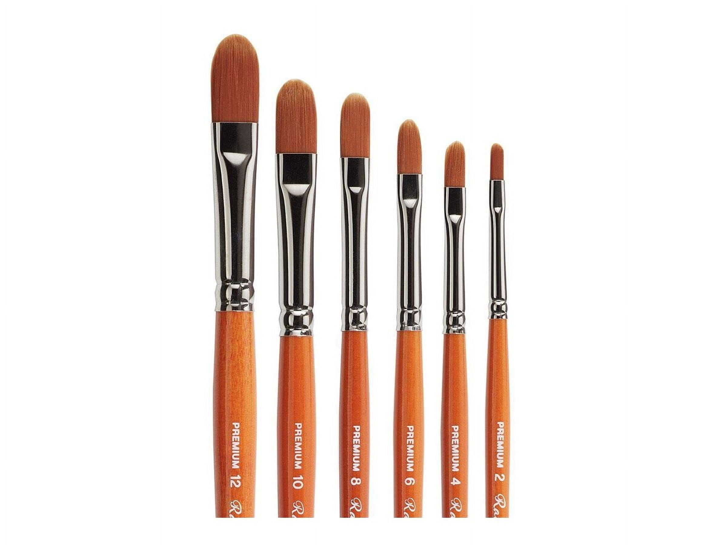 KINGART Radiant 6500 Filbert Series Premium Golden Synthetic Brushes for Acrylic, Oil and Watercolor, Set of 6