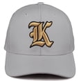 thumbnail image 2 of Daxton Premium Mid Profile Hat Semi Curved Visor Light Grey Cap Black Gold Gothic Embroidered, Letter K, 2 of 4