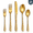 Gold-Style 2, variant on Jetcloudlive 20 Pieces Silverware Set, Stainless Steel Flatware Set for 4, Silver Mirror Polished Cutlery Utensil Set, Flower Pattern Forks and Spoons Set with Knives, Dishwasher Safe