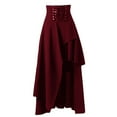 thumbnail image 5 of Lovskoo Women Steampunk Gothic Dress Halloween Skirt Trendy Layered Punk Lace Irregular Party Long Skirt Cosplay Masquerade Cocktail Dress Claret, 5 of 5