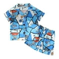 thumbnail image 1 of Ensemble de Pyjamas Garçon Imprimé Manches Courtes Filles Boutonné Ensemble de Pyjamas Mode Filles Pyjamas Soyeux Taille 4-5 Ans Garçons Filles Mode, 1 of 8