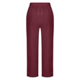 thumbnail image 4 of ABATAB Pants for Women Drawstring Solid Wide Leg Trousers Trendy Elastic Waisted Cotton Linen Summer Casual Pants, 4 of 5