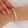 thumbnail image 2 of 14k Gold Plated Bracelets for Women Cubic Zircon Womens Tennis Bracelet, Non Tarnish Trendy Link Chain Bracelets Jewelry Gifts for Mom Wife Girlfriend, Tennis, 2 of 7