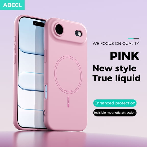 Magnetic for iPhone Air Case, [Full Camera Protection] [Anti-Scratch Microfiber Lining] Drop Resistant Bumper Soft Silicone Phone Cover for iPhone Air Compatible with Mag-Safe, Pink