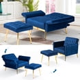 thumbnail image 5 of ACMEASE Velvet Accent Chair with Adjustable Armrests and Backrest,Single Recliner Armchair with Ottoman, Blue, 5 of 7