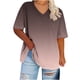 thumbnail image 1 of Camisetas de Verano de las Mujeres de Manga Corta con Cuello en V de Gran Tamaño Camiseta Deportiva Sólida, Base Cómoda Casual, 1 of 4