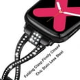 thumbnail image 3 of Correas de reloj compatibles con Apple Watch 38 mm 40 mm 41 mm 42 mm 44 mm 45 mm SE Series 7 6 5 4 3 2 1 Correa de metal para mujer con pulsera de repuesto de diamantes brillantes, color negro Adepaton CZDZ-HY153-1, 3 of 6