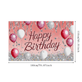 thumbnail image 3 of Pink Backdrop Banner with Happy Birthday Text Balloons Stars and Confetti Birthday Party Decoration Photography Props Party Supplies Decor Background, 3 of 8