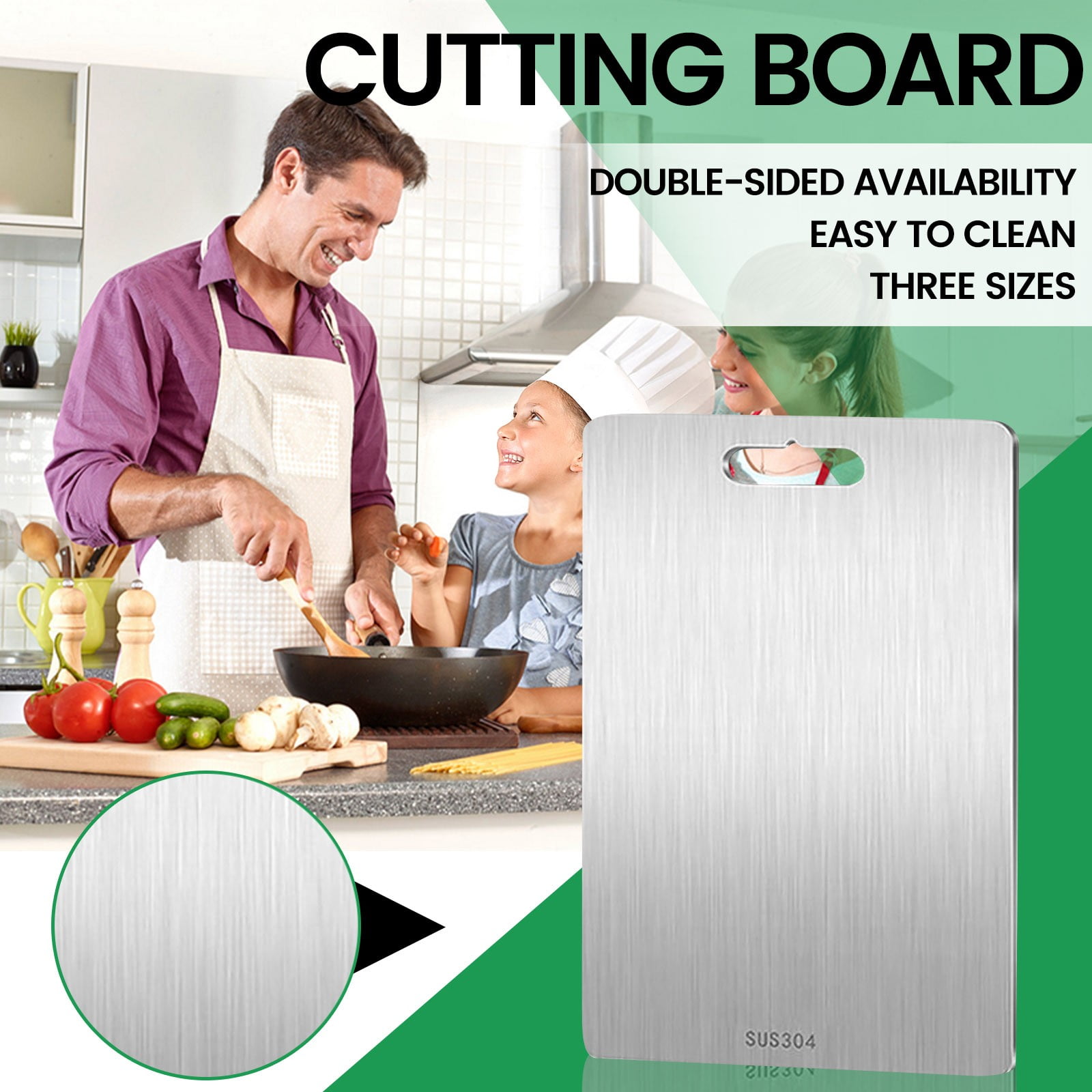 Titanium Cutting Boards, New 100% Pure Titanium Cutting Boards for Kitchen, Double-Sided Food Grade Cutting Board, Chopping Boards Cutting Mat for Meat Fruit & vegetable (15.3 x 11 in)