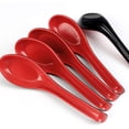 thumbnail image 2 of Juego de 8 cucharas de arroz, cuchara de sopa china Won Ton, cucharas de sopa simples de estilo asiático, rojo y negro, 2 of 5