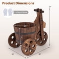 thumbnail image 3 of Gymax 2PCS Rustic Wood Tricycle Planter w/Barrel Pot & Drainage for Patio Garden, 3 of 10