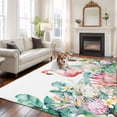 thumbnail image 3 of Area Rug 60×96in, Pink Flaming Birds Floor Carpet Living Room Rug, Tropical Flowers Barbecue Leafs Non-Slip Welcome Mat Indoor Rugs for Bedroom Dining Room, 3 of 9