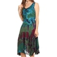 thumbnail image 4 of Sakkas Mathilde Marble Tie-dye Sleeveless Tank Dress Tiered and Corset - Green - S/M, 4 of 5