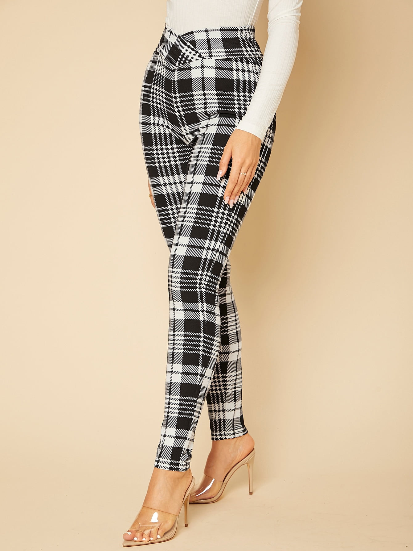 Women's Tall Plaid Print Overlap Waist 
