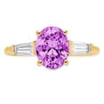 thumbnail image 2 of 2.5 ct Oval Cut Simulated Alexandrite Three-Stone Engagement Ring for Women in 18K Yellow Gold, 2 of 2