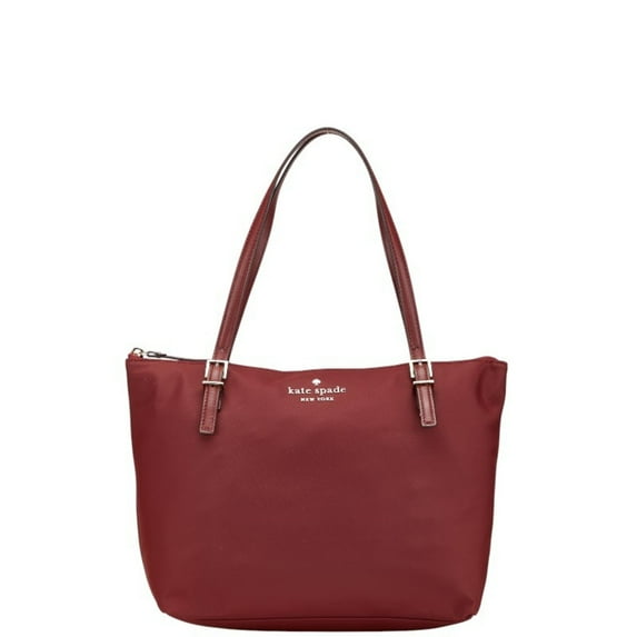 Pre-Owned Kate Spade logo tote bag in wine red nylon and leather.