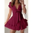thumbnail image 3 of Vestido PRETTYGARDEN 2025 Cuello en V Manga Corta Lazo Rojo XXL, 3 of 6
