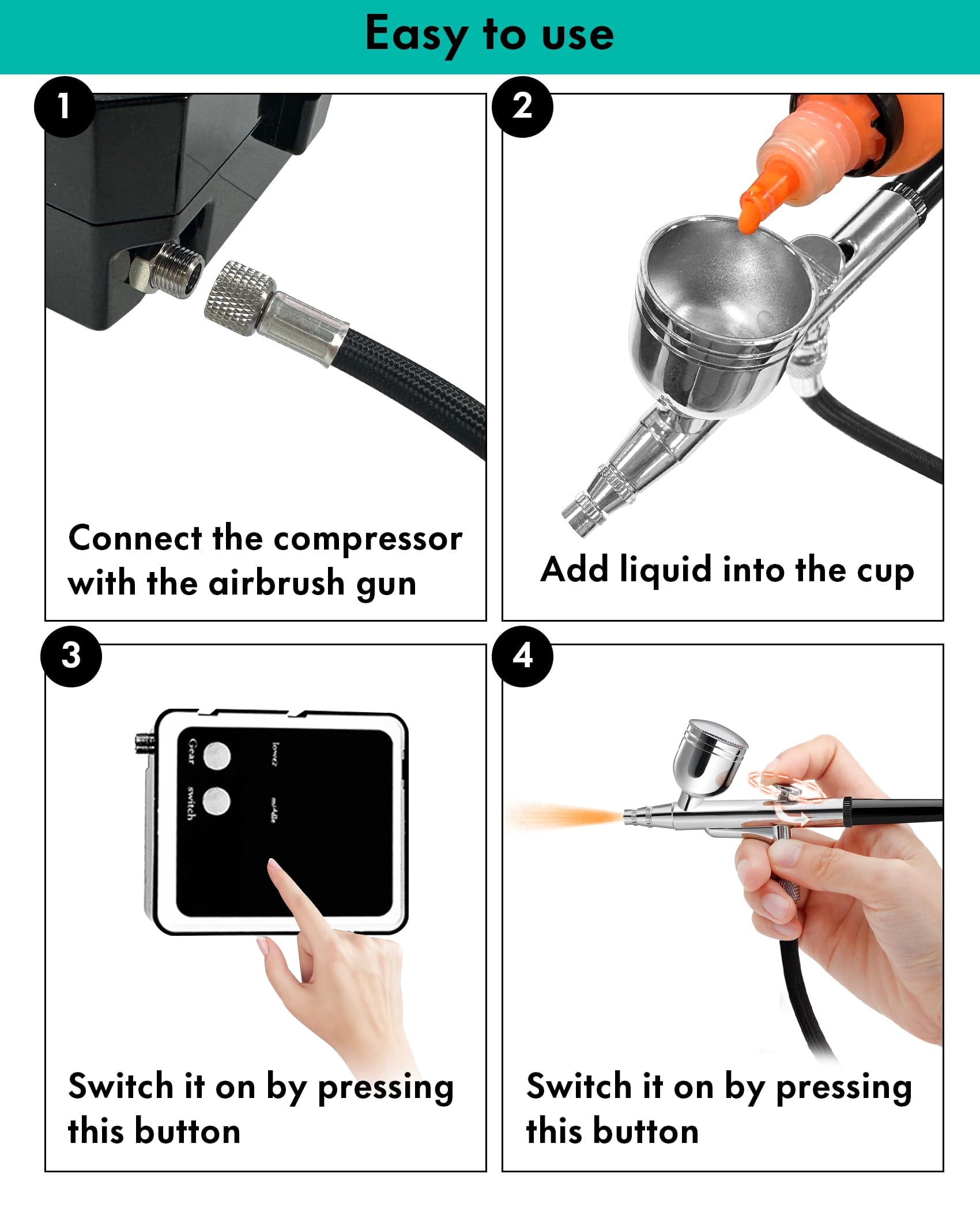 Airbrush Kit with Air Compressor,airbrush kit with compressor.40 48 PSI High Pressure Air Brush Non-Clogging with 0.2/0.3/0.5mm Nozzle/Cleaning Sets, Ideal for Painting, Modeling, Cake Decor, Makeup