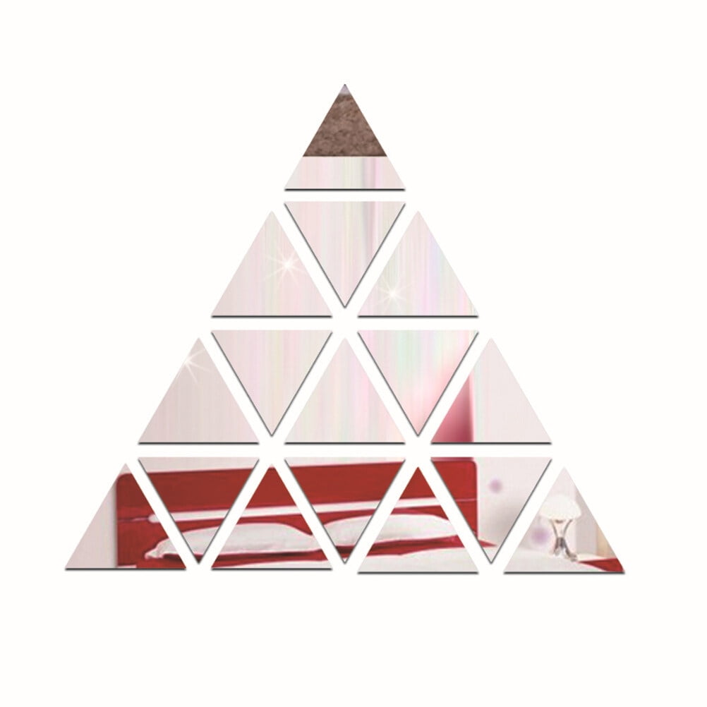NUOLUX 16pcs DIY Acrylic Art Sticker Triangle Pattern Mirror Surface Wall Sticker Collage Home