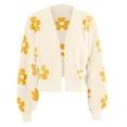 thumbnail image 5 of Fsqjgq Oversized Cardigan Sweater for Women Fall Winter Fashion Flower Print Overcoat Batwing Sleeve Outwear Jacket Crop Tops M,Beige, 5 of 7