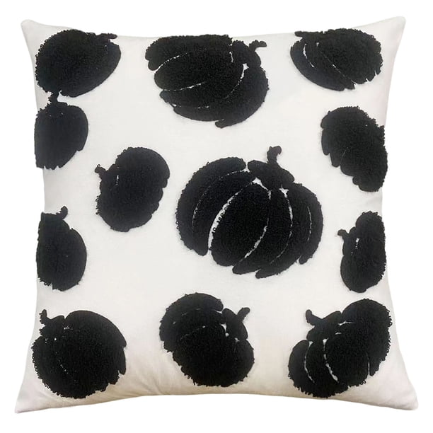 Fundas de cojines de Halloween Diseño bordado de calabaza | Fundas de cojín de terciopelo 18x18 pulgadas | Decoración festiva para el hogar de Acción de Gracias con sofá cama, cremallera oculta