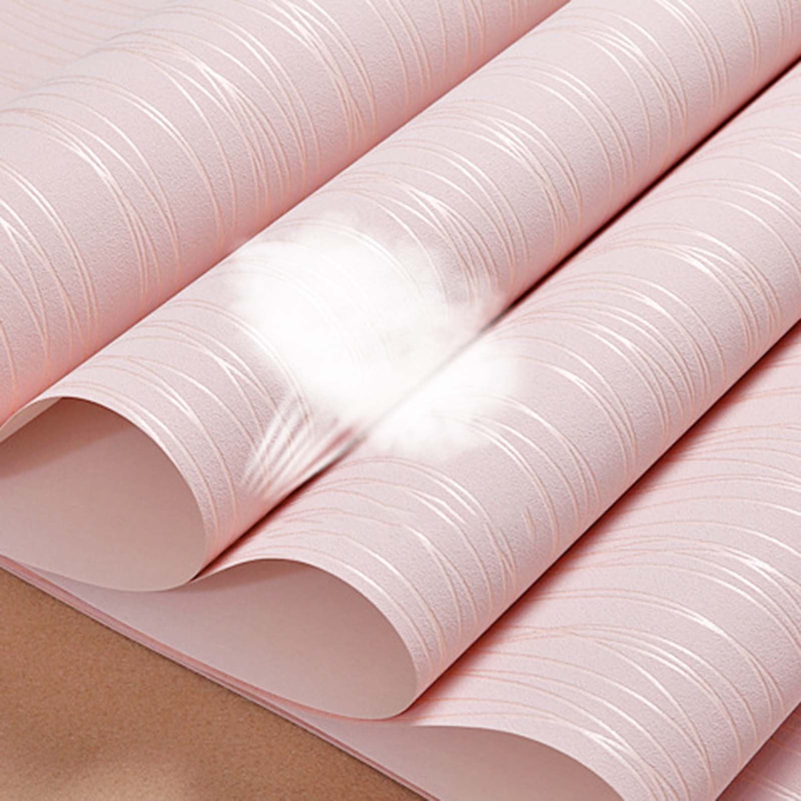 kchsji 53x1000cm Modern Non-Woven Wallpaper Roll Glitter Stripe Textured Flocking Striped Wallcoverings For Bedroom Living Room Pink