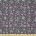 thumbnail image 2 of Ambesonne Eggplant Fabric by the Yard Microfiber, Xmas Snowflakes Floral, 10 Yards, Violet, 2 of 2