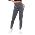 thumbnail image 2 of THNCYX Women Solid Color High Waisted Yoga Pants Raised Hips Leggings Small Leg Pants Full Length, 2 of 6
