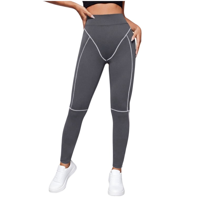 Tranfacy Ladies Solid Brushed Yoga Full Length Leggings High Waist Hip ...