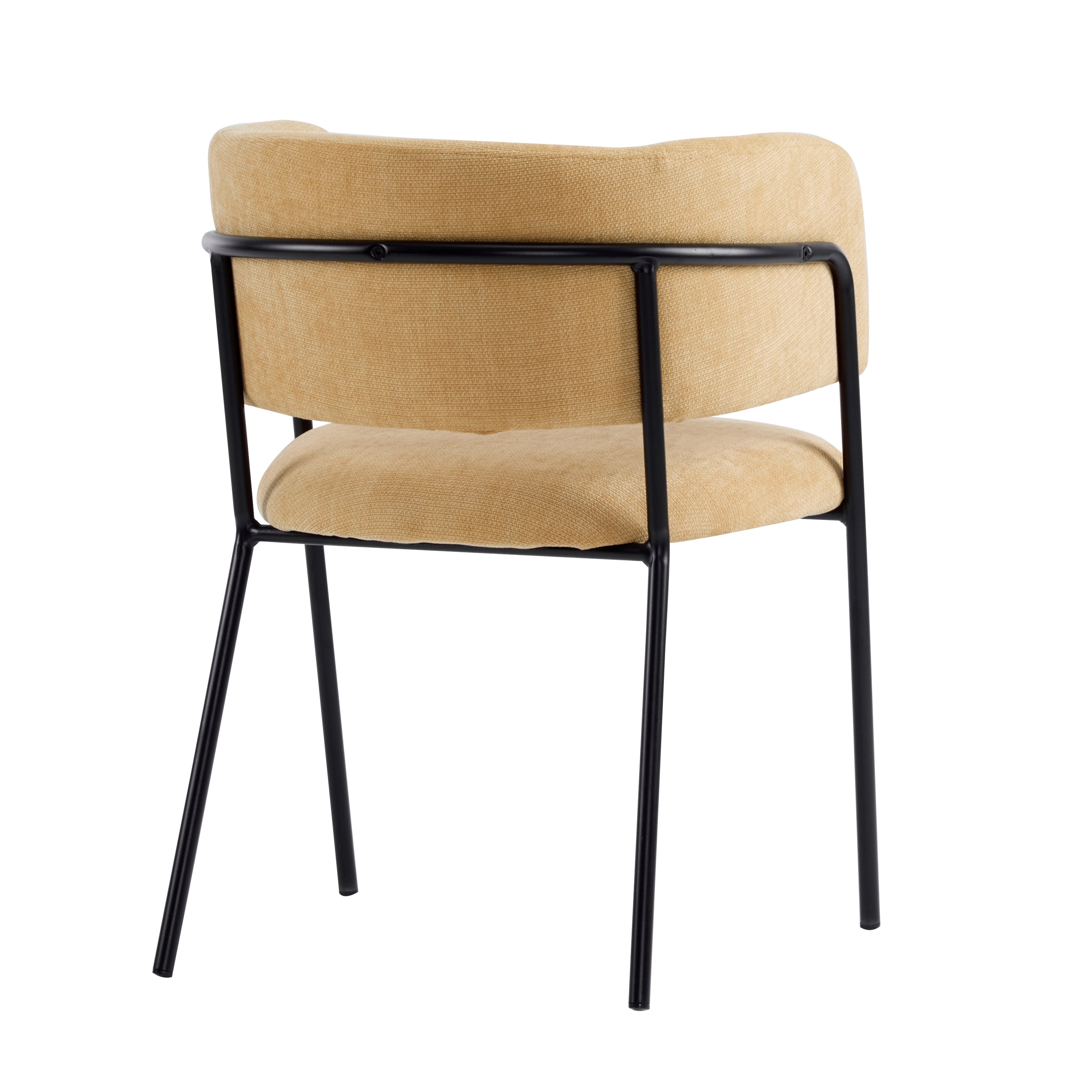 EUROCO Upholstered Dining Chairs Set of 2, Mid Century Modern Minimalist Accent Chair with Arms & Metal Legs for Kitchen Living Room,Yellow