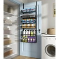 thumbnail image 4 of Over The Door Pantry Organizer, Pantry Storage and Organization, 6-Tier Adjustable Hanging Baskets, Metal Wall Mount Spice Rack Seasoning Shelves for Home & Kitchen, Laundry Bathroom - Black, 4 of 8