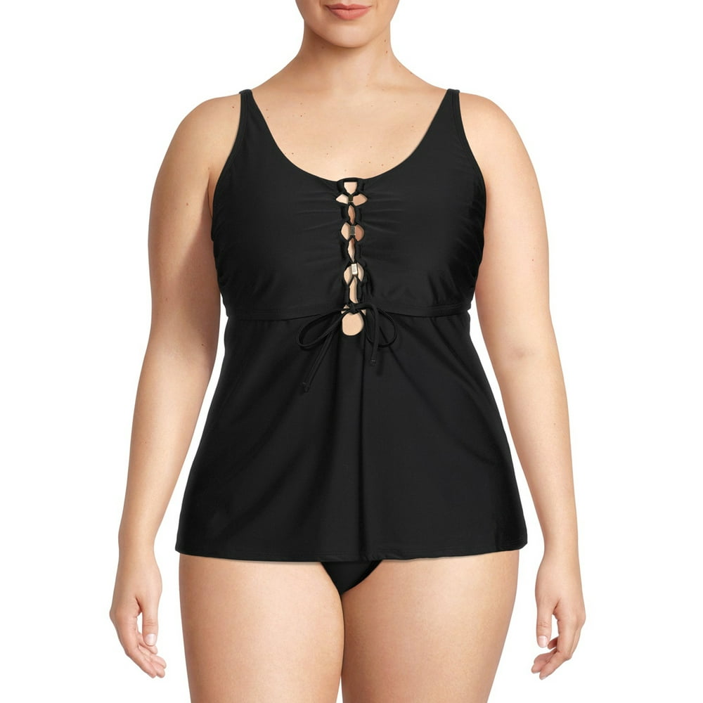 Time and Tru - Time and Tru Women’s Plus Size Swim Lace up Front ...
