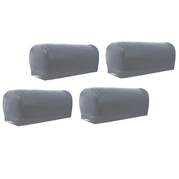 Juego de 4 fundas antipolvo para reposabrazos de sofás y sillones, de piel sintética elástica. gris