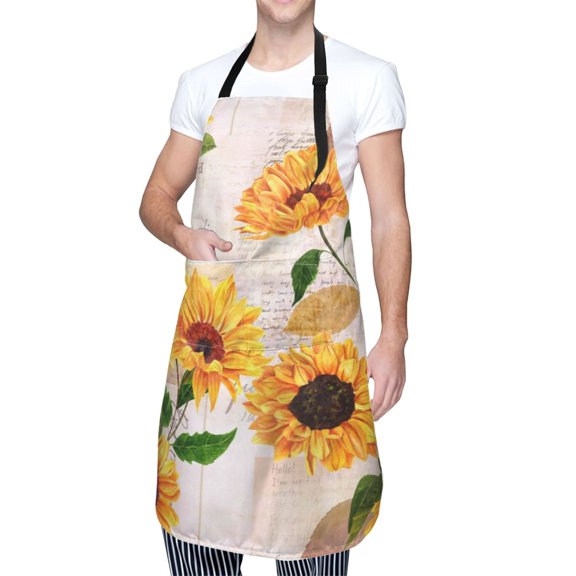 Kdxio Sunflower Apron with Pockets Adjustable Kitchen Aprons for Men Women Waterproof Aprons for Cooking,Drawing,Crafting, Baking Household Cleaning