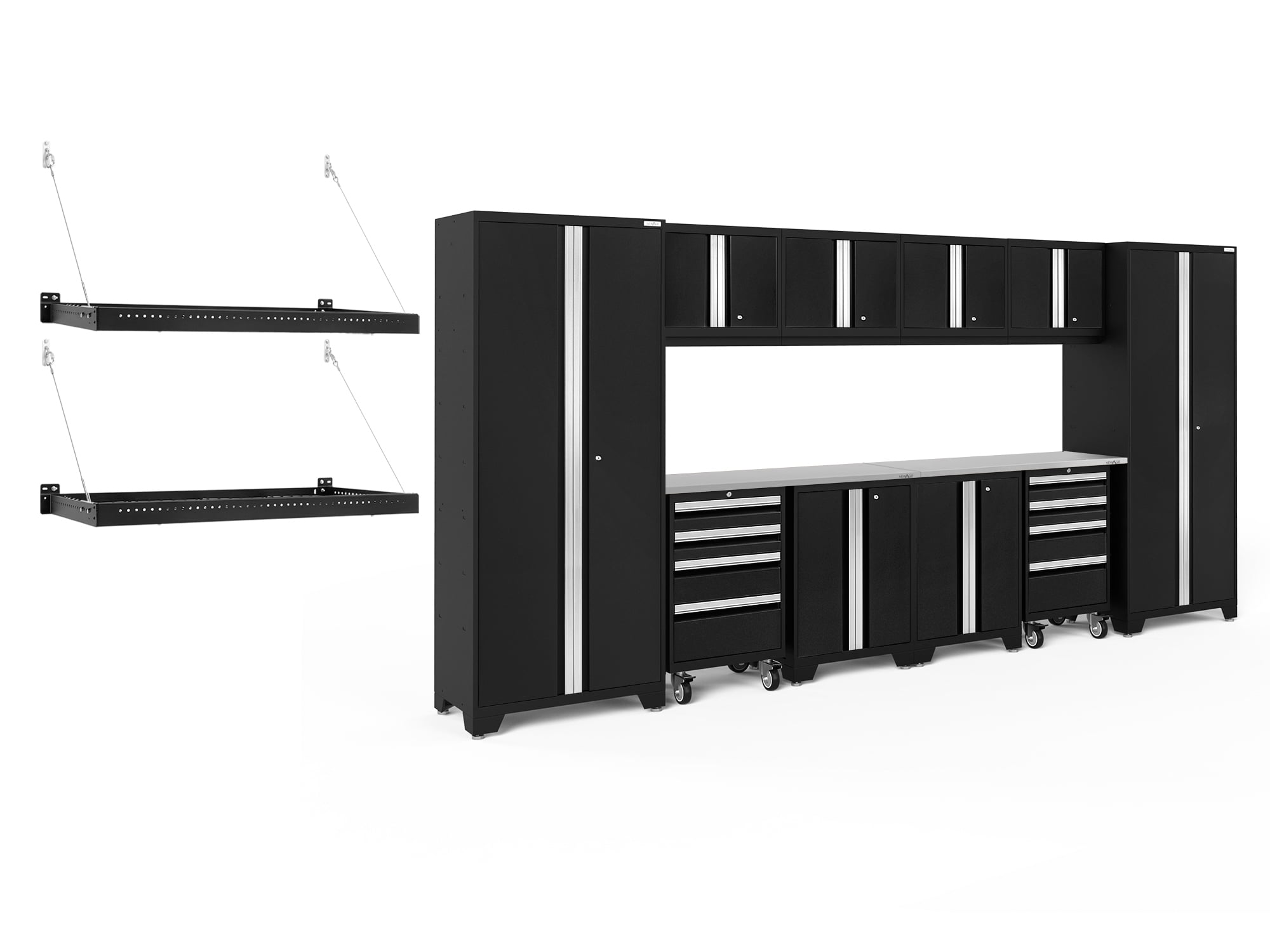 NewAge Products Bold Series Black 14 Piece Set, Heavy Duty 24Gauge Steel Garage Storage