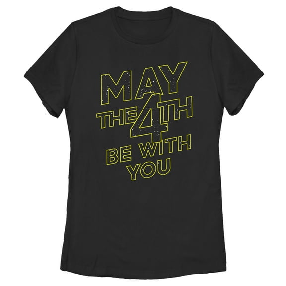 Women's Star Wars May the 4th Be With You Stars Graphic Tee Black Large