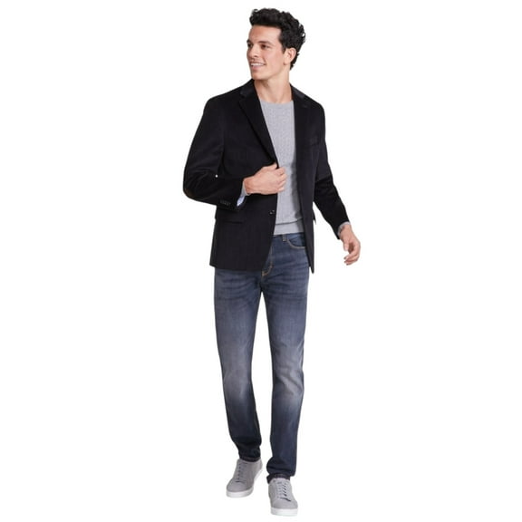 Tommy Hilfiger Mens Modern fit Corduroy Sport Coat Blazer 44 R Black Solid