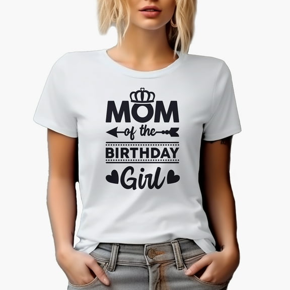 Mom of the Birthday Girl, White T-Shirt, Small