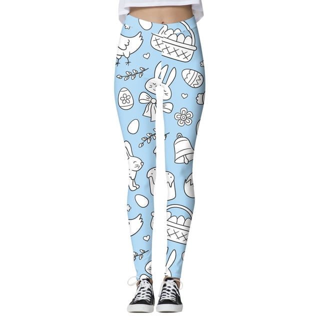 MIASHUI Leggings Imprimés de Festival de la Résurrection de Pâques Personnalisés pour Femmes pour Course et Entraînement Bleu,TTG