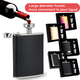 thumbnail image 4 of Juego de regalo de petaca, petacas para licor para hombres con funda de cuero negra, 4 of 5
