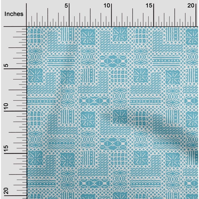 oneOone Silk Tabby Turquoise Blue Fabric Geometric African Craft Projects Decor Fabric Printed By The Yard 42 Inch Wide