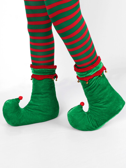 ZOEREA 7Pcs Kids Christmas Elf Green Set Outfit Velevt Dress Xmas Girl's Outfit with Elf Ears, Hat, Shoes, Belt, Socks 4-12Y